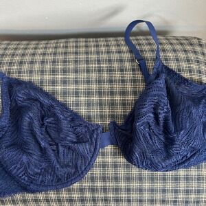 Victoria's Secret 36DD‎ Navy Blue Lace Unlined Full Coverage Bra